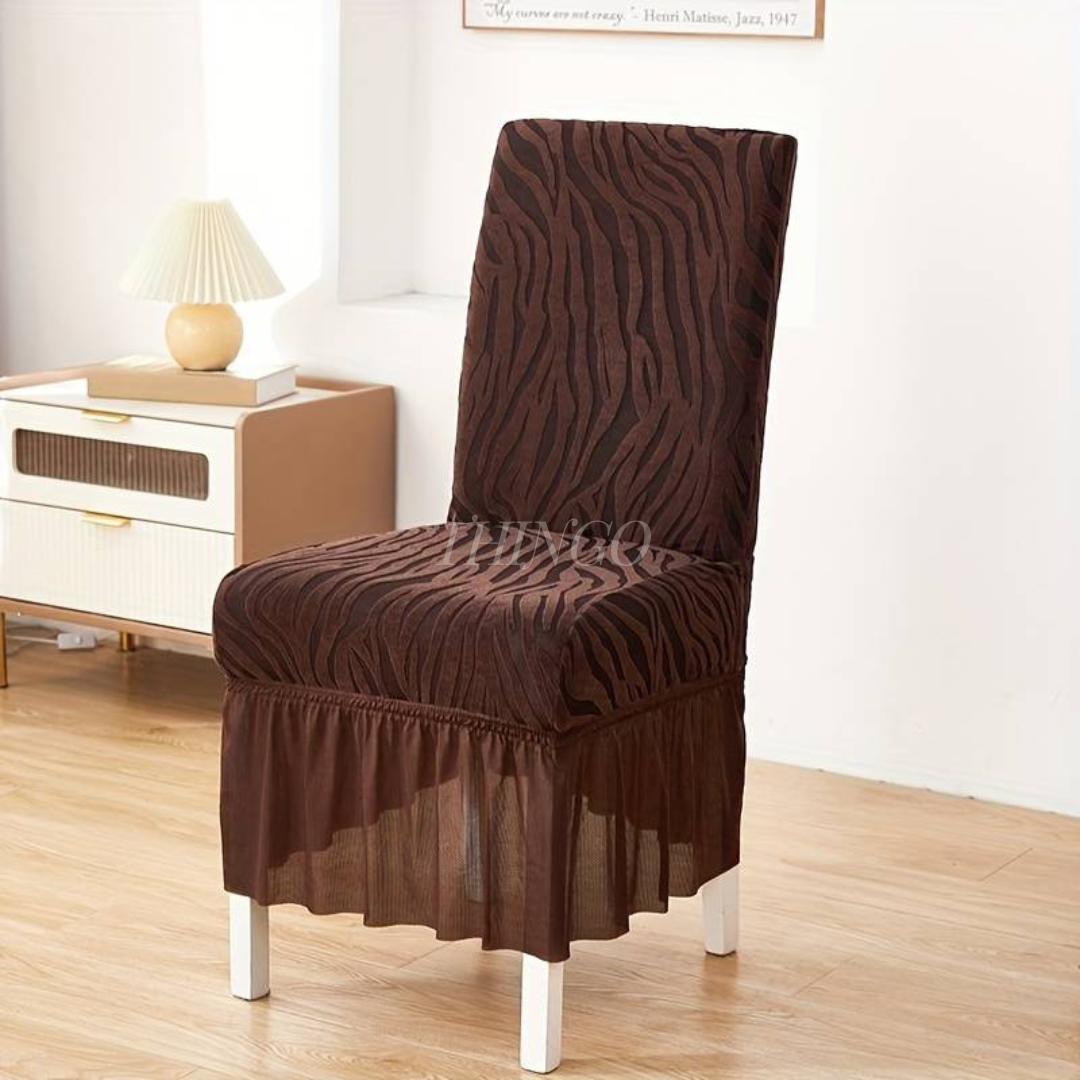 Wave Pattern Velvet Dinning Chair Covers