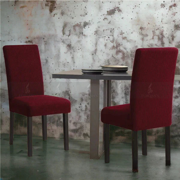 Micro Mesh Fitted Dining Chair Cover | Maroon Color | For Weddings, Dining Rooms, Offices, Banquets, And Home Decor