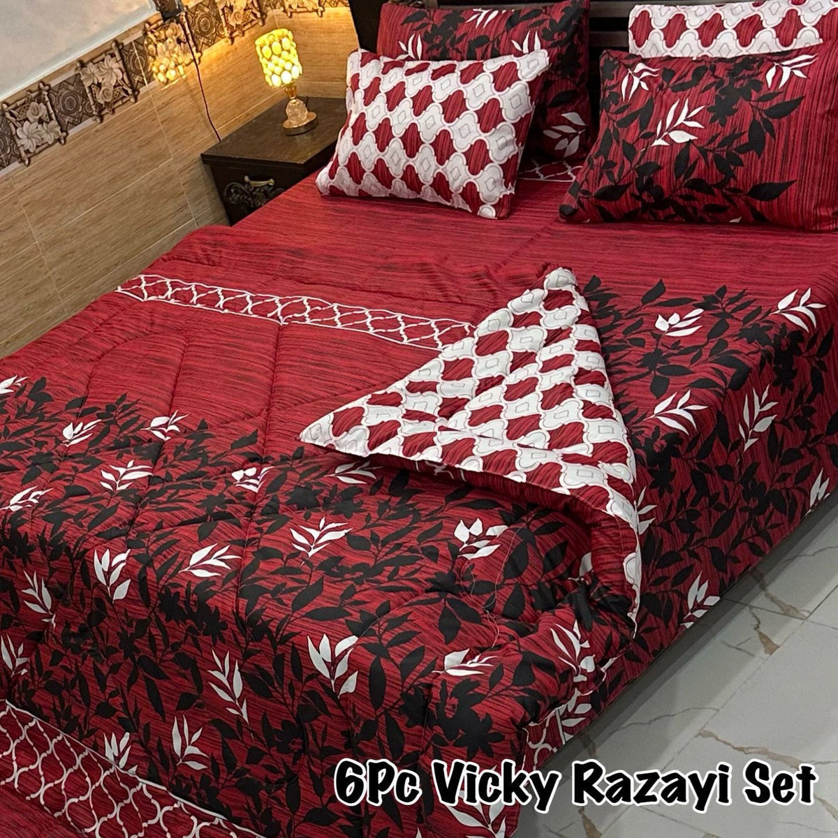 6 Pcs Vicky Razai Set -Ruby Red Charm