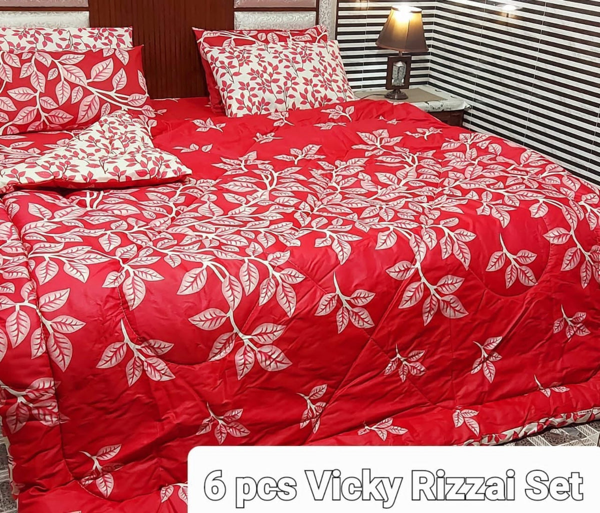 6 Pcs Vicky Razai Set -Velvet Ruby