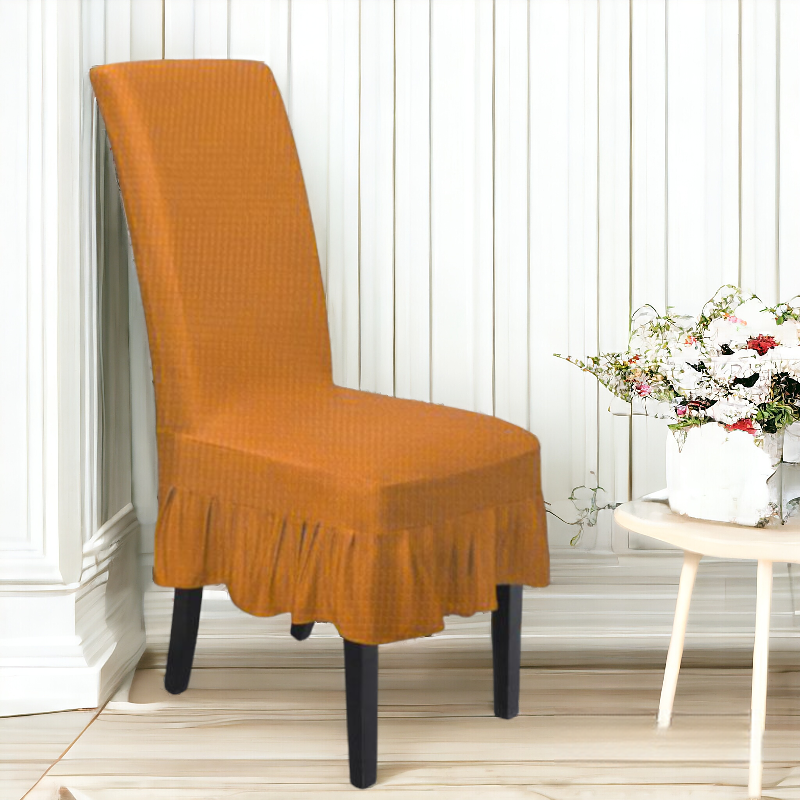 Turkish Frill Style Dining Chair Cover | Copper Color