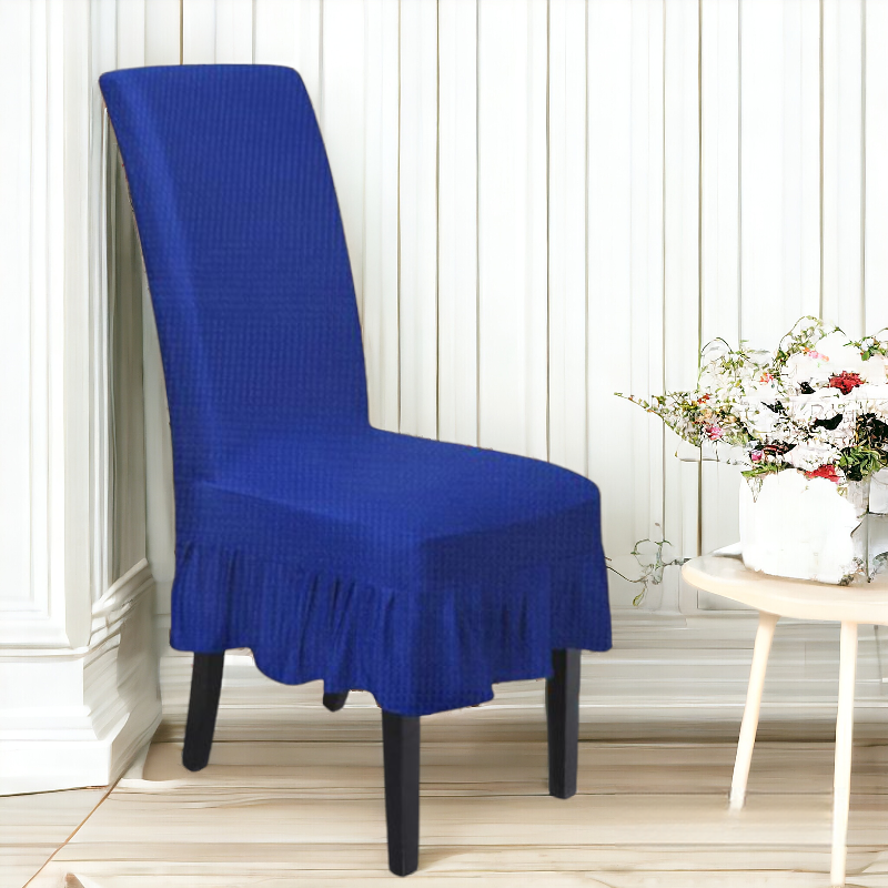 Turkish Frill Style Dining Chair Cover | Navy Blue Color