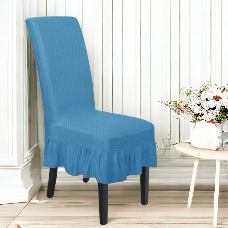 Turkish Frill Style Dining Chair Cover | Zinc Color