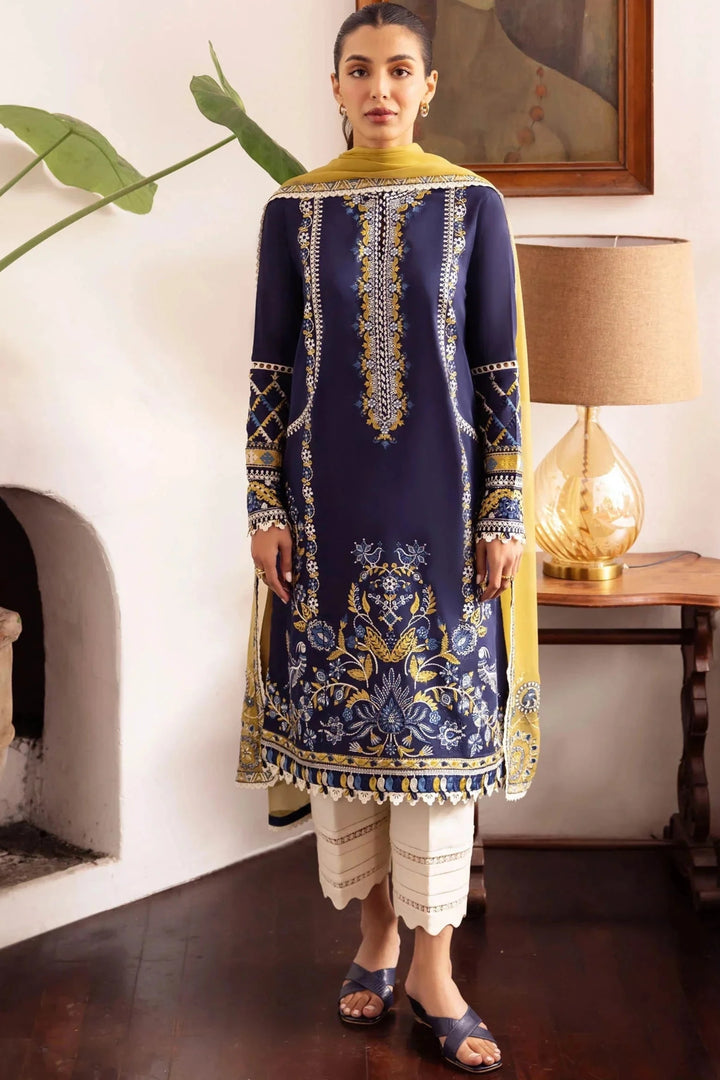 TK-809 Lawn Embroidered 3pc With Embroidered Chiffon Dupatta